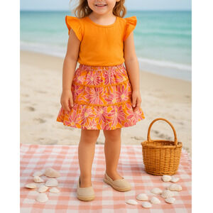 Lilly Pulitzer Girls Daisy Skirt | Vintage Y2K Pink Orange Rick Rack | Size 5